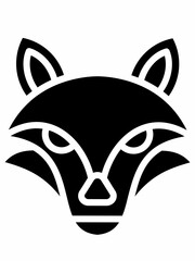 Simple fox icon, black and white color, minimalist design, suitable for logo or symbol.