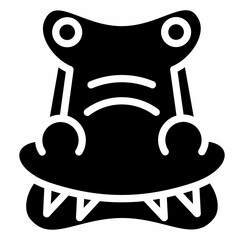 Simple crocodile icon, black and white color, minimalist design, suitable for logo or symbol.