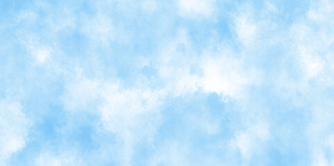Abstract Sky blue watercolor background. Soft blue and white paint splash backdrop. nature background of summer blue sky with fluffy clouds. Sky clouds landscape light background.