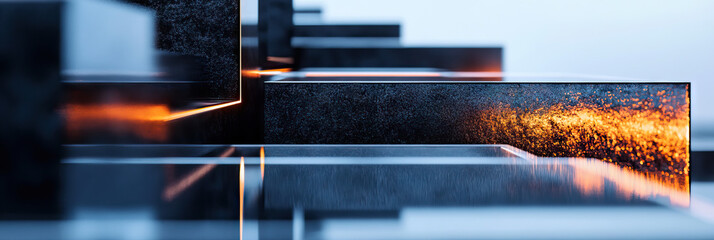 Abstract Composition of Illuminated Dark Blocks