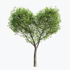 Obraz premium Tree Shaped Like Heart Symbolizing Love, Nature, and Environmental Awareness in Bright Green Colors and Shiny Leaves