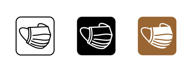 Mask icon. Medical face protection vector illustration. Safety and hygiene symbol for healthcare and respiratory protection. Disposable protective equipment sign for virus and infection prevention.