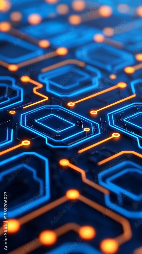 Poster dynamic abstract circuit board technology artwork digital realm visual design futuristic environment