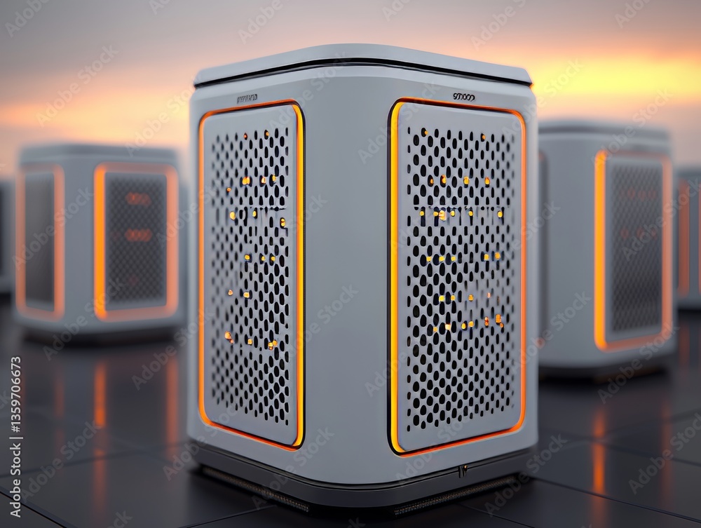 Poster innovative data center server rack design futuristic technology hub digital infrastructure modern se