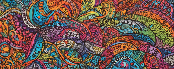 illustrazione sfondo con elementi astratti e motivi geometrici a tema surreale