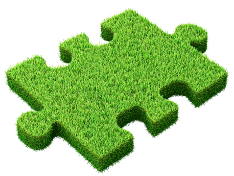 Isolated Green Grass Jigsaw Puzzle Piece on Transparent Background