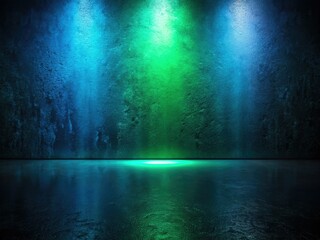 Obraz premium Night photography's dark elegance: AI-generated black, blue, and green gradient art.