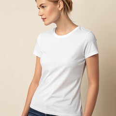 Fototapeta premium woman in white shirt mockup template