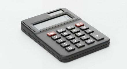 Black Calculator on White Background: A Close-Up View of a Simple Electronic Device for Calculations