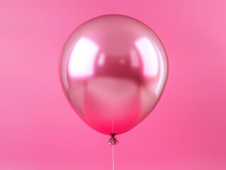 Shiny Pink Balloon Floating Against a Pink Backdrop for Party Decor