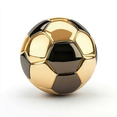 Shiny Soccer Ball with Black and Gold Colors on a White Background