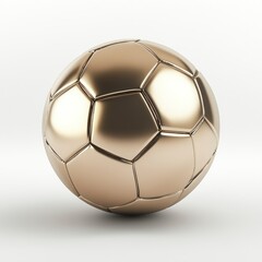 Golden Soccer Ball Close Up Showing Details in a Neutral Background