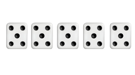 Isolated Illustration of White Dice with Black Dots on Transparent