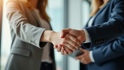 Businesspeople Shaking Hands in Professional Setting