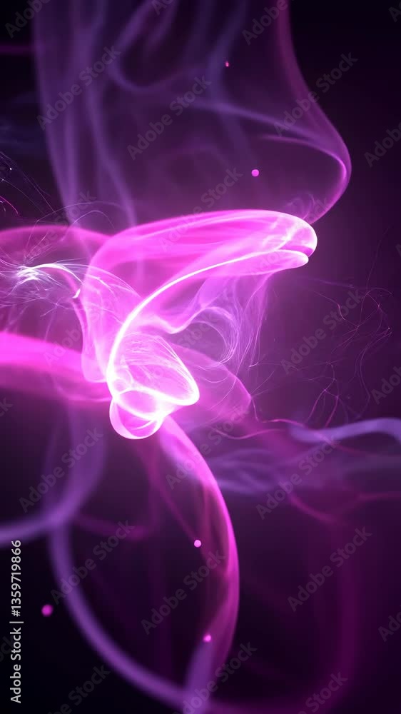 Poster colorful abstract swirl of light in vibrant shades of pink and purple with dark background creating 