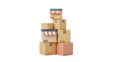 Fototapeta premium Stack of Colorful Cardboard Boxes Ecommerce Delivery Packages Online Shopping