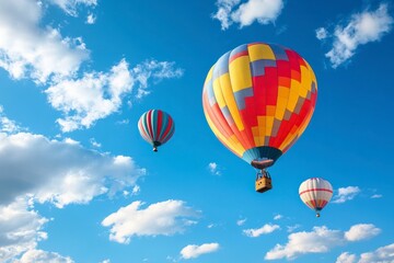 Obraz premium Hot Air Balloons Floating in Blue Sky with Clouds During Daytime