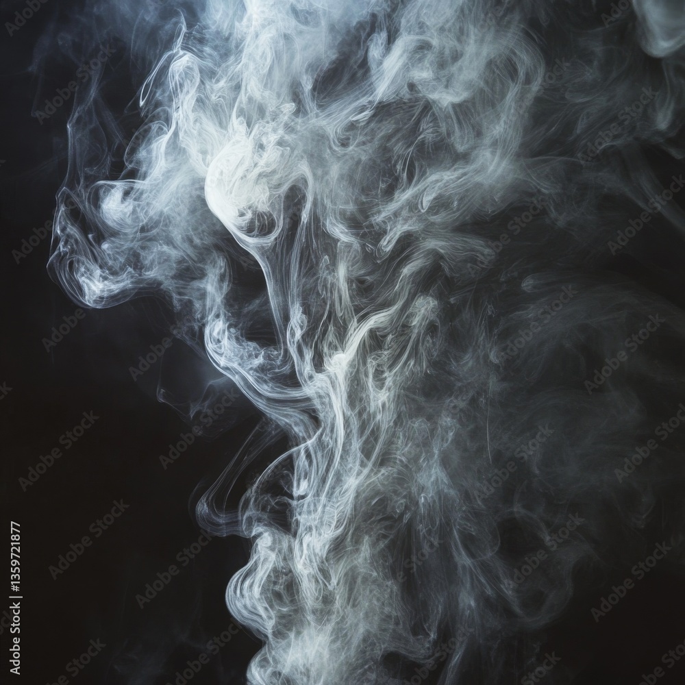 Poster Mystical White Smoke: Ethereal Plumes Rising Against a Dark Backdrop, Creating Abstract Patterns and a Sense of Mystery