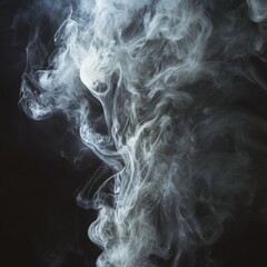 Mystical White Smoke: Ethereal Plumes Rising Against a Dark Backdrop, Creating Abstract Patterns and a Sense of Mystery