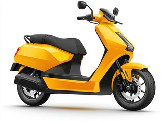 Obraz premium Bright Yellow Electric Scooter on White Background Modern Transportation for Urban Commuting and Eco-Friendly Mobility Solutions