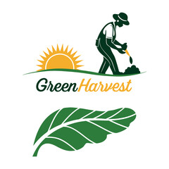 Nature logo design with agriculture field and plant concept