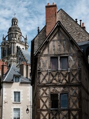 Old timbered houses in the blois city, Loire France