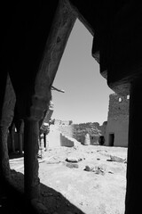 Abandoned houses in the traditional construction of Arabic adobe architecture in Qusur al Muqbil near Riyadh in Saudi Arabia