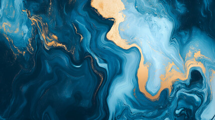 Abstract Blue and Gold Marbling Texture Background