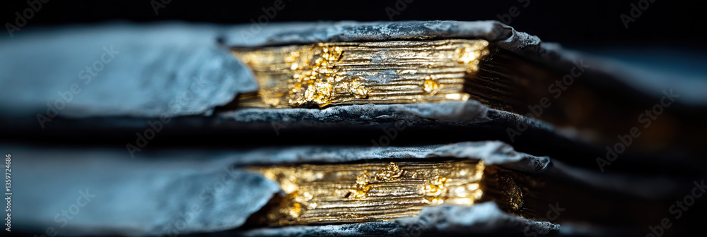 Poster two stacked objects with gold leaf detail