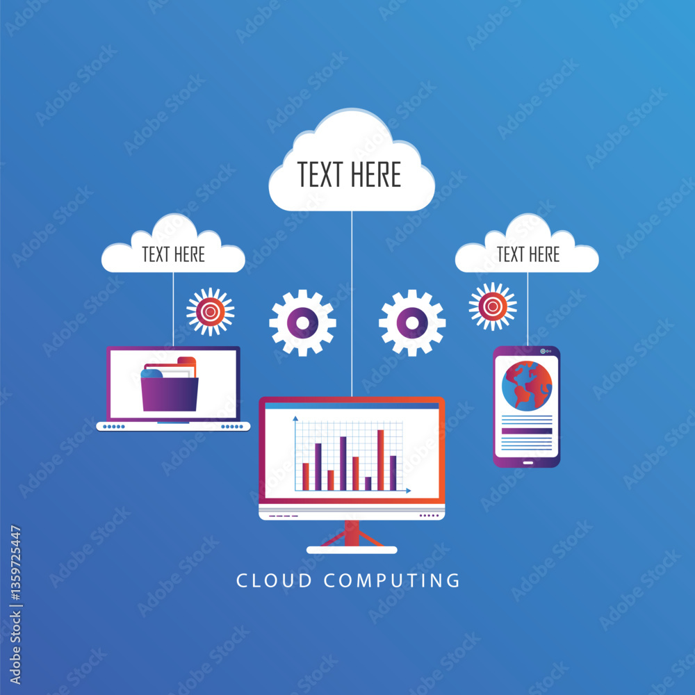 Aufkleber cloud computing services and technology, data storage concept