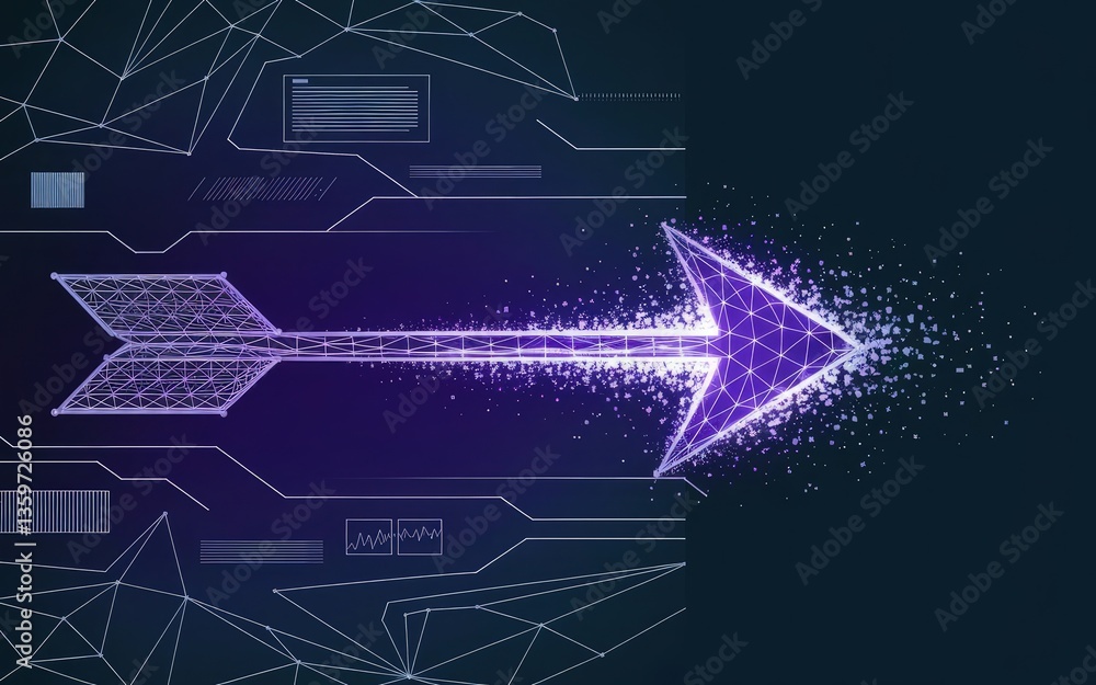 Poster digital arrow: a mesmerizing digital arrow, blazing a trail of innovation and progress against a bac