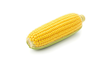 Ripe Yellow Corn on the Cob Isolated Against a White Backdrop