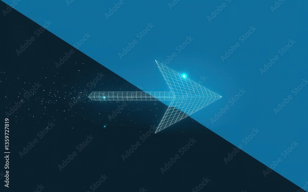Aufkleber navigating the digital path: a dynamic, futuristic image of a glowing arrow, set against contrasting