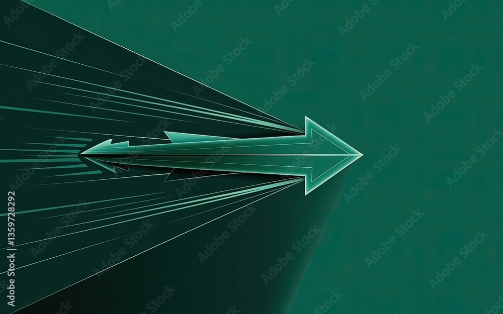 Poster directional thrust: a sleek, modern arrow pierces through the darkness, propelled forward with dynam