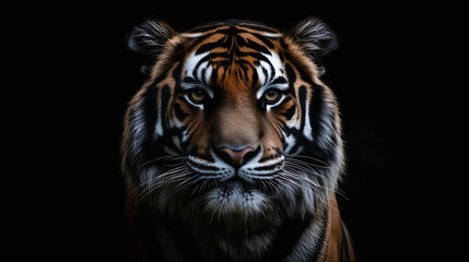 Obraz premium White tiger portrait. Portrait of a bengal tiger, Portrait of a tiger in the wild. Sumatran tiger coloring strips in the tropical rainforest 