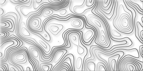 Fototapeta premium Topographic canyon geometric map relief texture with curved layers and shadow. abstract White background with a beautiful pattern, Topographic contour lines vector map seamless pattern vector.