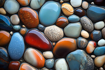 the charm of a riverbed decorated with polished stone