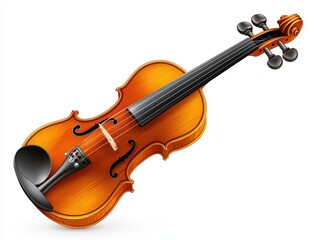 Fototapeta premium Elegant wooden violin with intricate details and smooth curves isolated on a white background for musical themes and artistic compositions