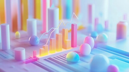 Obraz premium A D business chart with a dynamic upward arrow, percentage increase, and financial success trends.