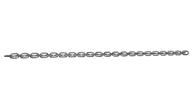 Stainless Steel Chain: A close-up view of a single stainless steel chain. The intricate links glisten, reflecting light and showcasing the robust, durable nature of the metallic structure.