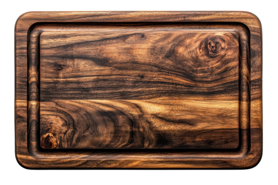 Rustic charm of artisanal wooden serving tray enhancing culinary creations with a deep grain texture and dark contrasted background elements