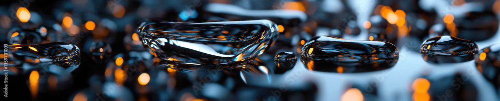Poster reflective amorphous shapes with bokeh lighting