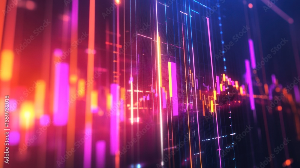 Aufkleber colorful abstract digital data visualization with glowing lines