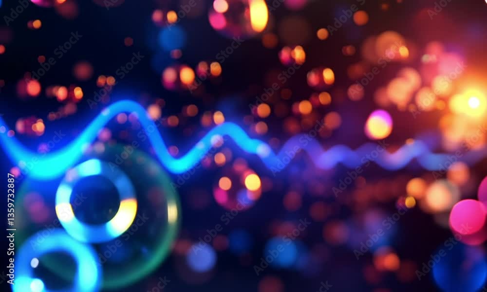 Poster dynamic blue heartbeat line flowing across dark background pulsating with light and energy made with