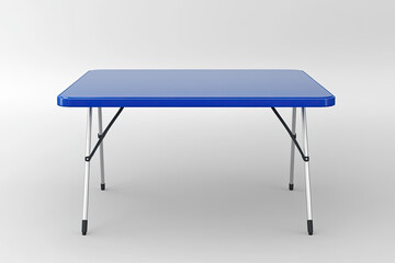 High Resolution Picture of 3D Rendering Folding Table with Blue Plastic on Top
