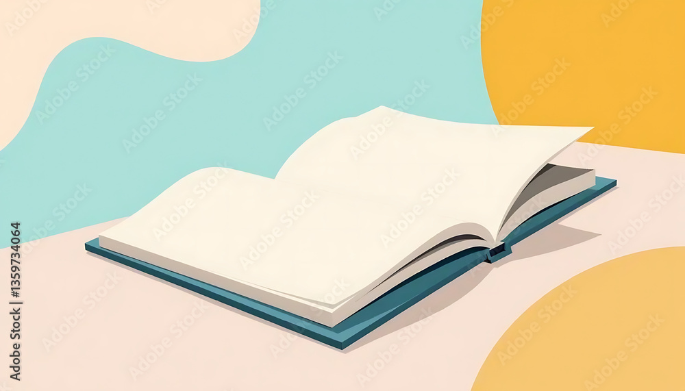 Poster open book on abstract colorful background