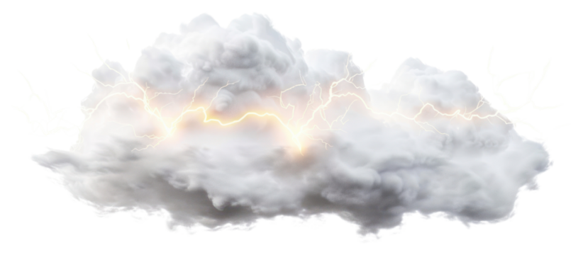 PNG Stormy cloud with lightning bolts