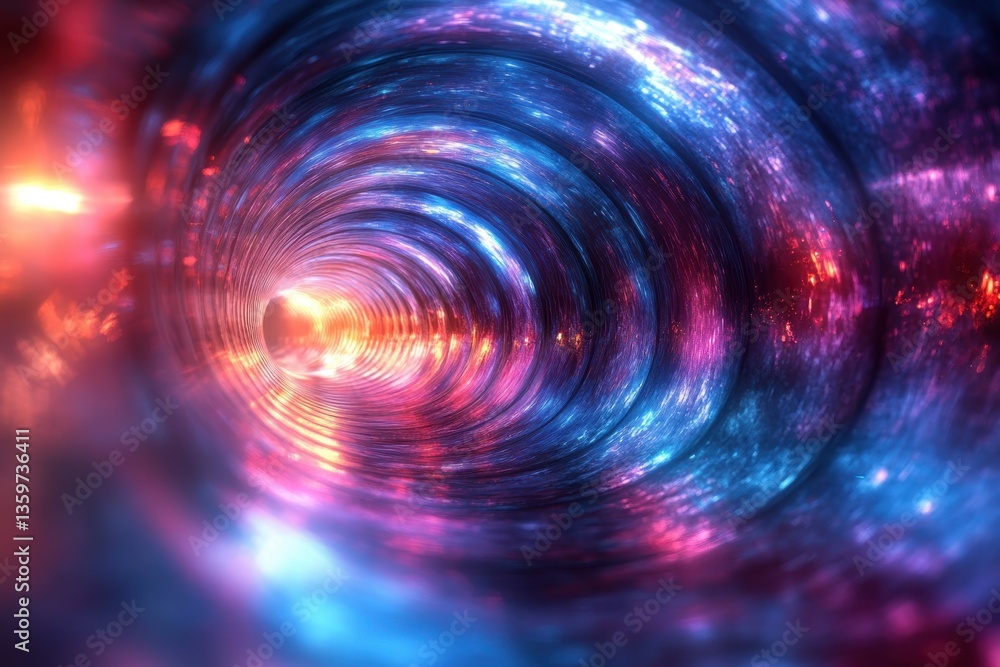 Poster vibrant cosmic tunnel with swirling light patterns in a deep space environment