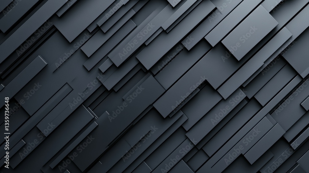 Poster abstract background texture of overlapping dark gray rectangles in diagonal pattern with three-dimen