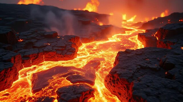 Pays homage to scorching inferno of lava, unveiling flowing streams of incandescent stone and ancient, cataclysmic might possessed by this elemental force